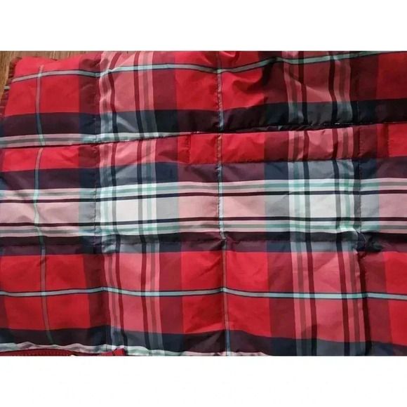 Lands's End Plaid Puffer Vest Women’s Size Large Holiday Americana Red & Navy - Picture 3 of 7